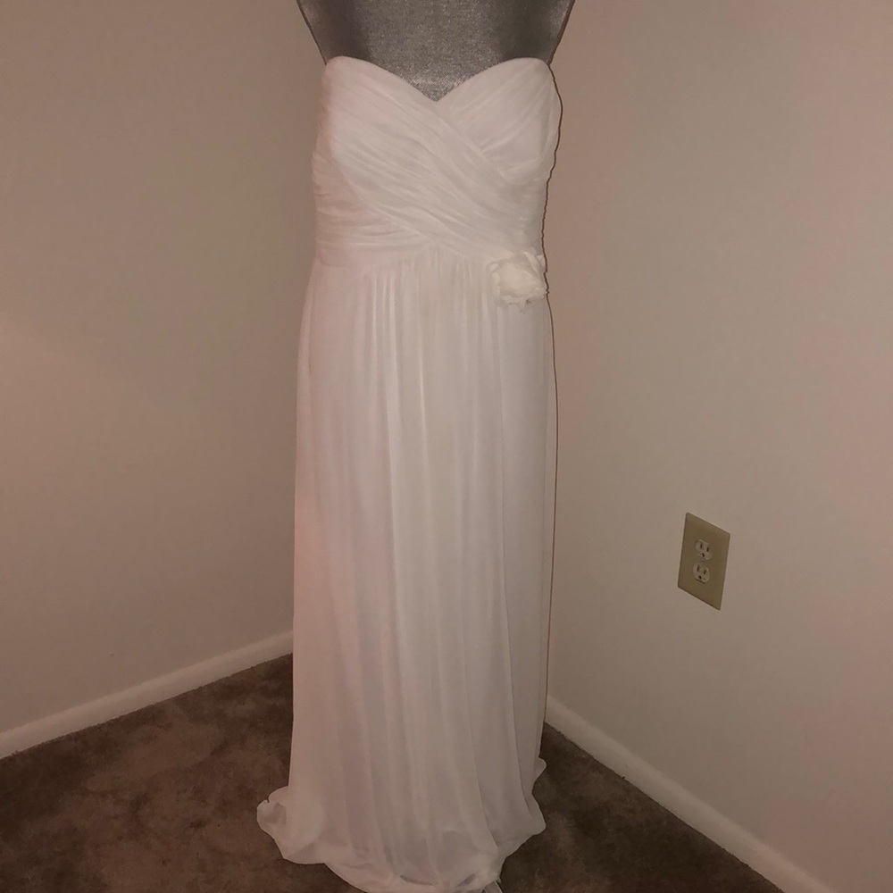 Dessy Collection White Bridesmaid Dress